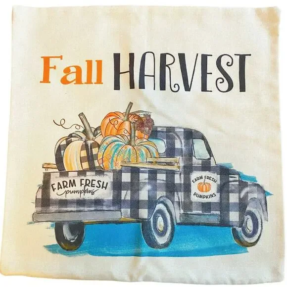 4TH EMOTION FALL DECOR PILLOW COVERS 18x18 SET OF 4 Farmhouse Sofa Couch Linen - Picture 5 of 12